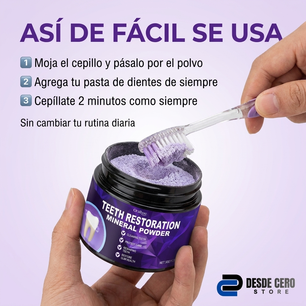 Como usar Oralhoe polvo blanqueador dental, 3 pasos